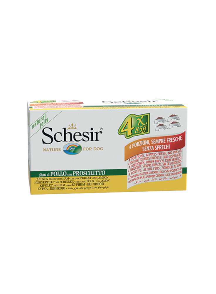 COD.1064309 SCHESIR DOG Multipack FILETTI POLLO PROSCIUTTO 4x 85g