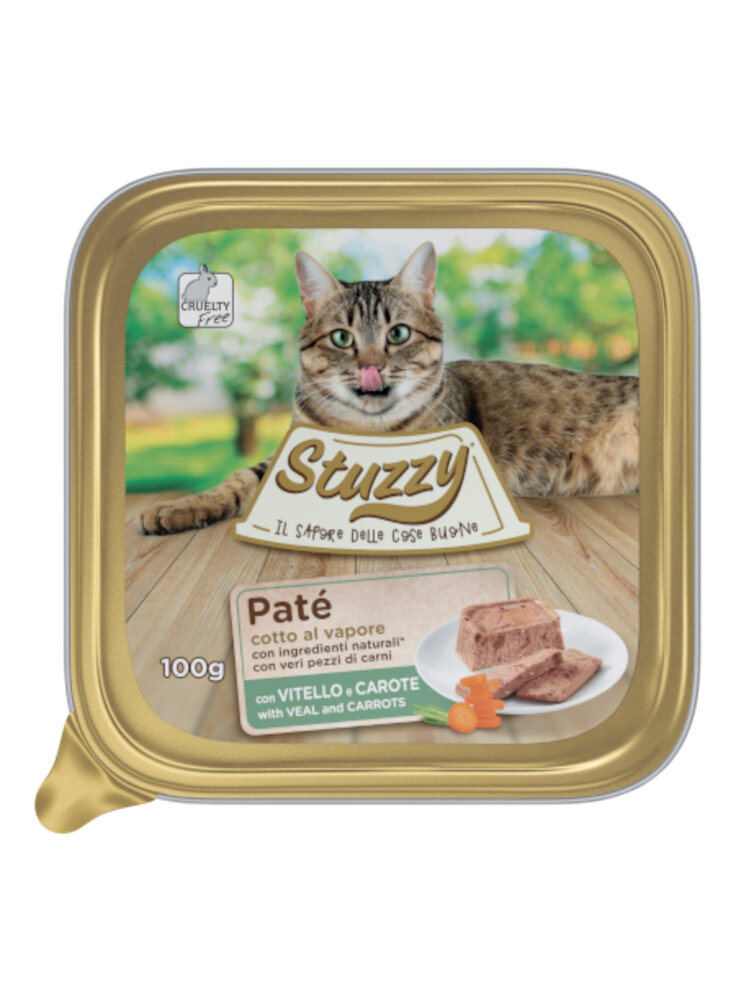 COD.1031806 STUZZY CAT PATE VITELLO CAROTE 100g Vaschetta