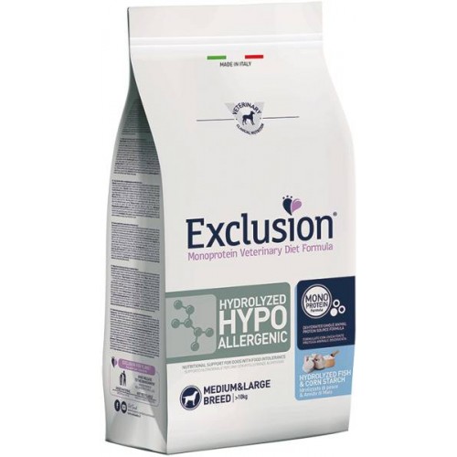 EXCLUSION DIET DOG HYDROLYZED HYPOALLERGENIC FISH & CORN STARCH MEDIUM/L 12kg