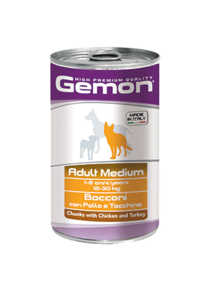 Gemon Adult Medium bocconi con pollo e tacchino 1250gr - cane