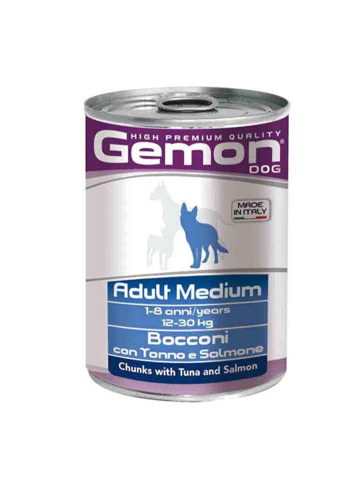 Gemon Adult Medium bocconi con tonno e salmone 415gr - cane