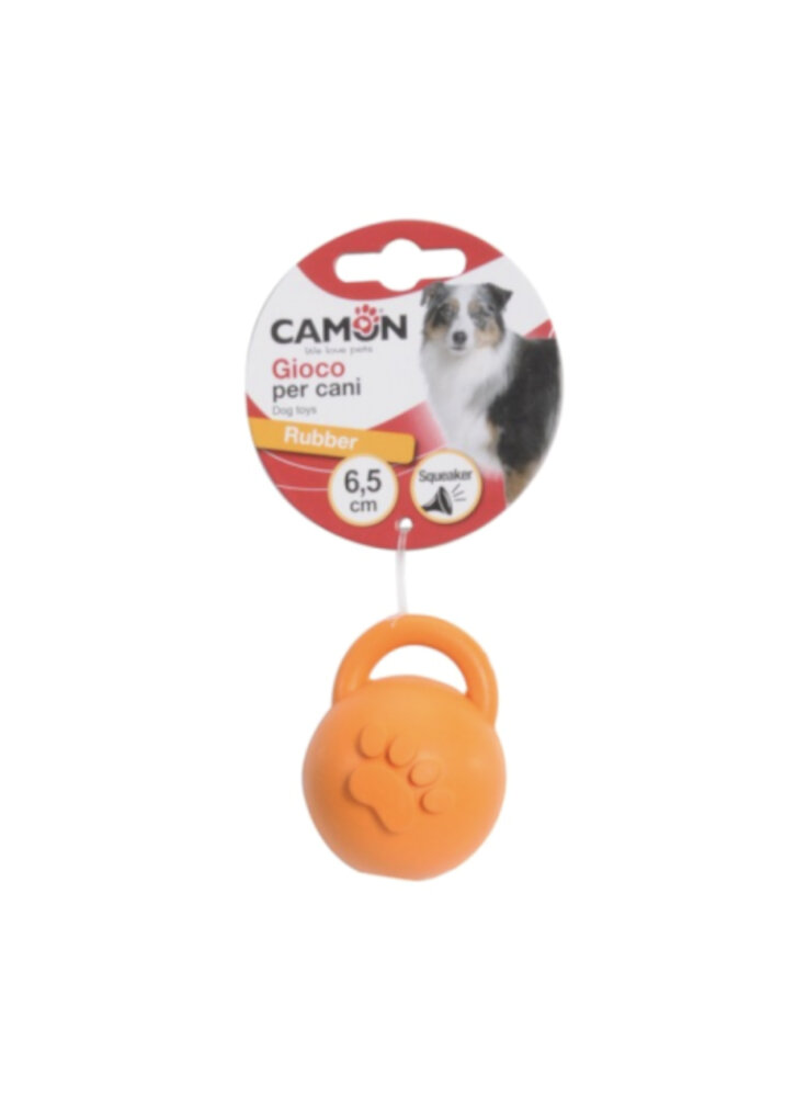 Gioco Cane in GOMMA c/Squeaker PALLA con MANIGLIA 6,5cm (AD0002/A)