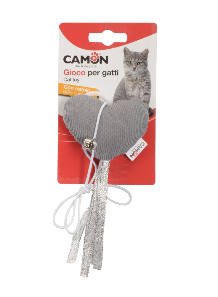 GIOCO Gatto Cuore shabby grigio/bronzo sonaglio+elastico (AG037)