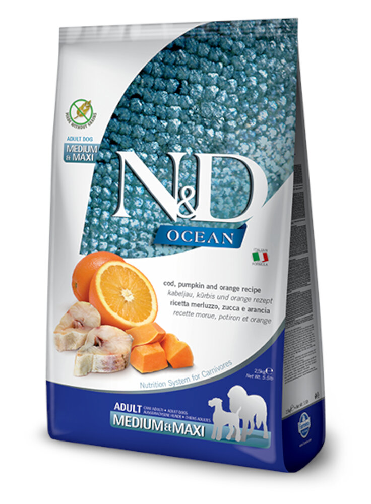 N&D Fblu Ocean Canine - Merluzzo & Zucca & Arancia Adult Medium/Maxi