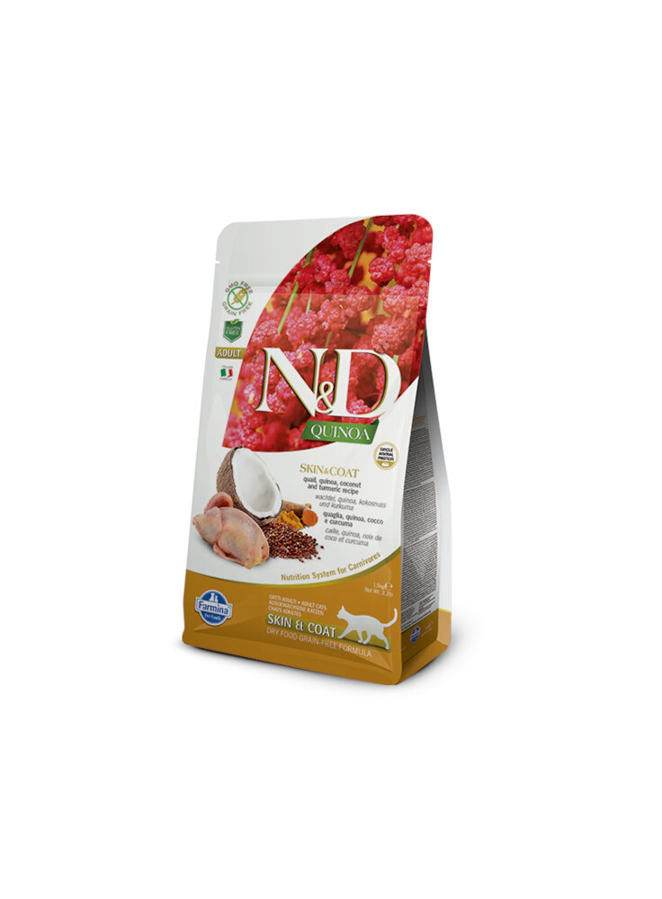 N&D FR QUINOA feline - SKIN&COAT QUAGLIA & COCCO & CURCUMA ADULT 300g