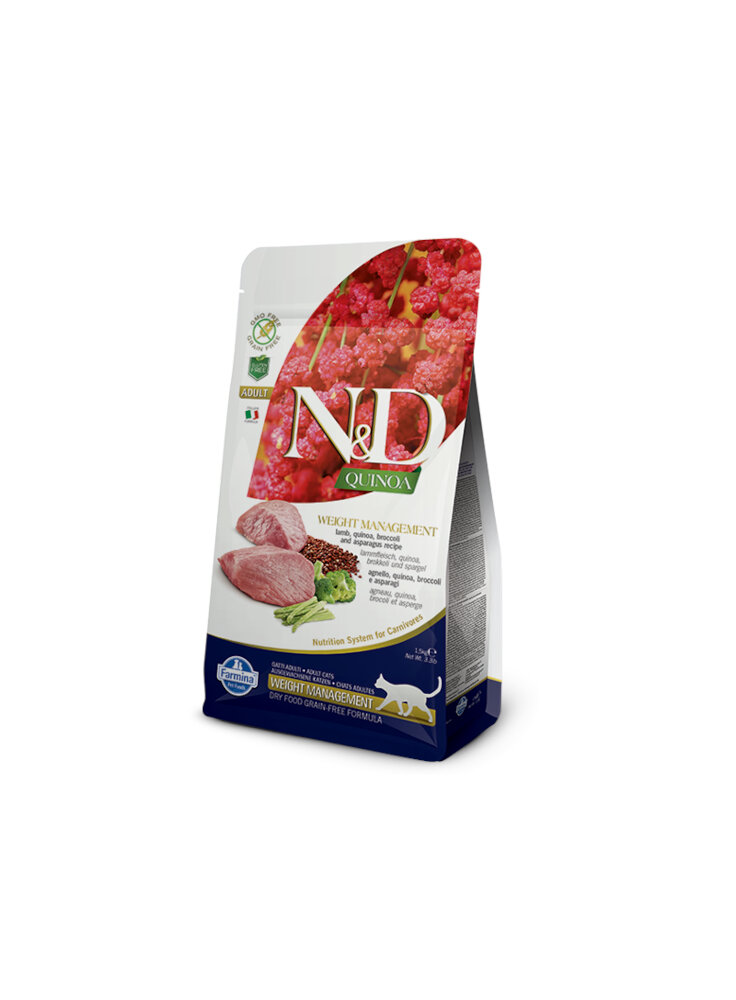 N&D FR QUINOA feline - WEIGHT MANAGEMENT AGNELLO & BROCCOLI & ASPARAGI ADULT 300g