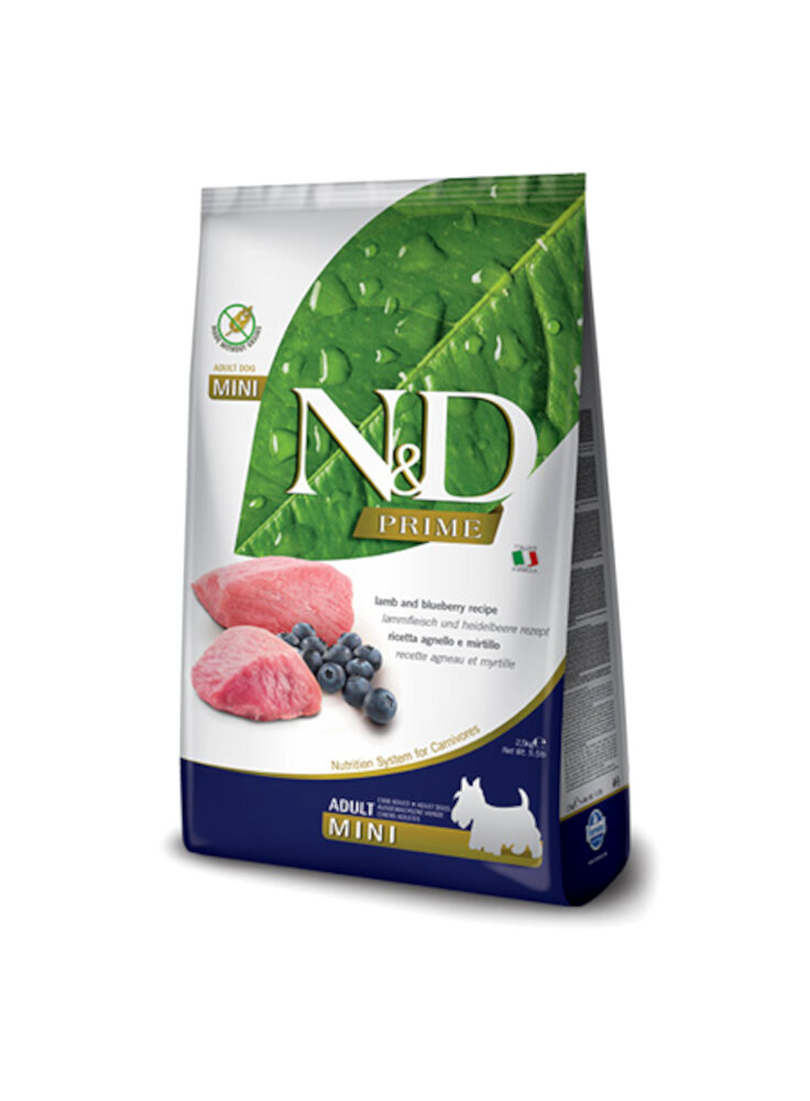 N&D FV PRIME GRAIN FREE canine - AGNELLO & MIRTILLO ADULT MINI 2,5kg