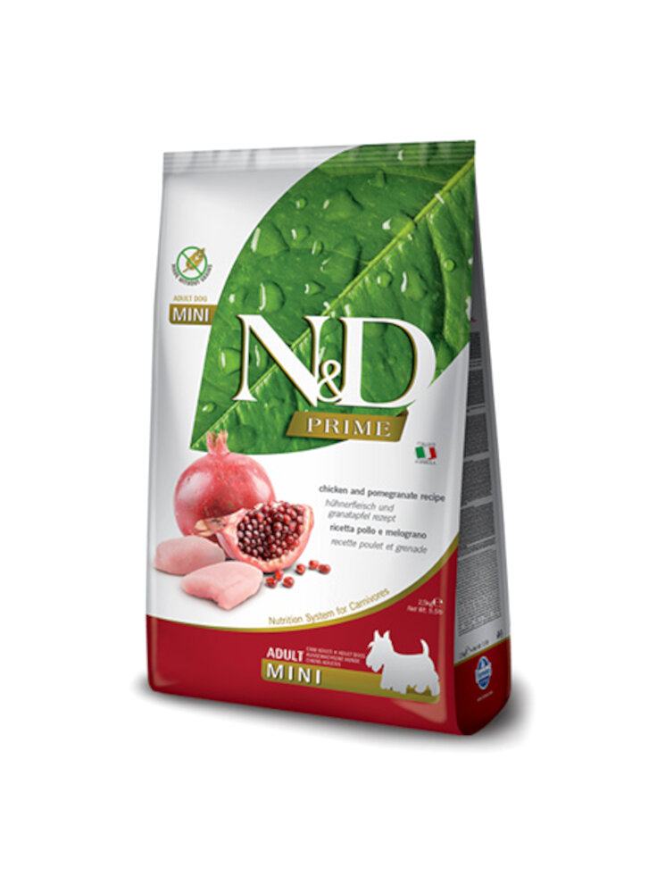 N&D FV PRIME GRAIN FREE canine - POLLO & MELOGRANO ADULT MINI 2,5kg