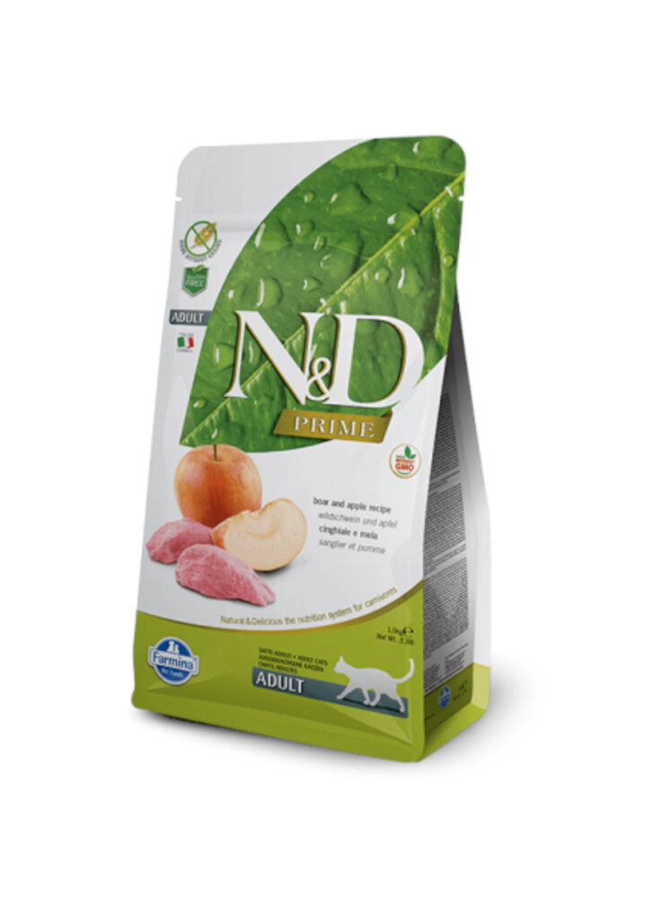 N&D FV PRIME GRAIN FREE feline - CINGHIALE & MELA ADULT 300g