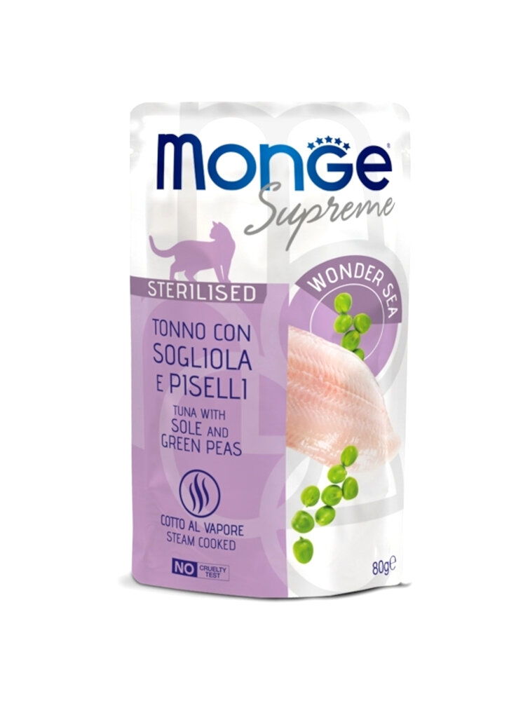 Monge SUPREME STERIL Tonno Sogliola Piselli buste 80g - gatto