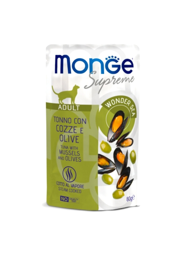 Monge SUPREME ADULT Tonno Cozze Olive buste 80g - gatto