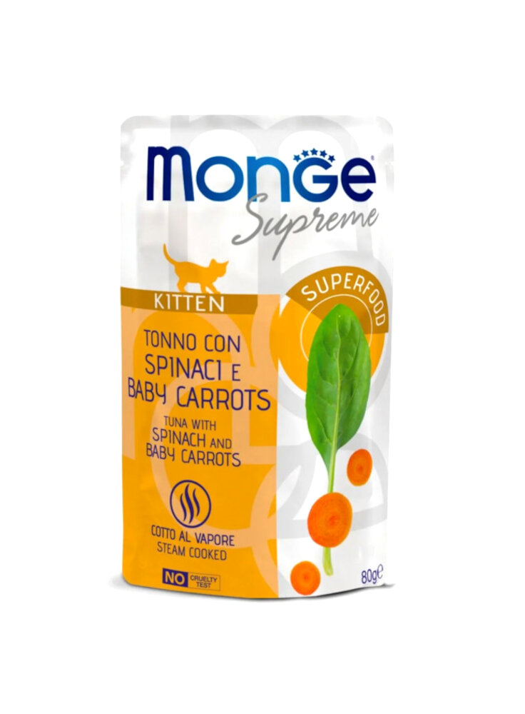 Monge SUPREME KITTEN Tonno Spinaci Carote buste 80g - gatto