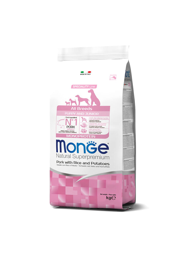 Monge Puppy & Junior SPECIALITY All Breeds Maiale Riso Patate 12kg - cane