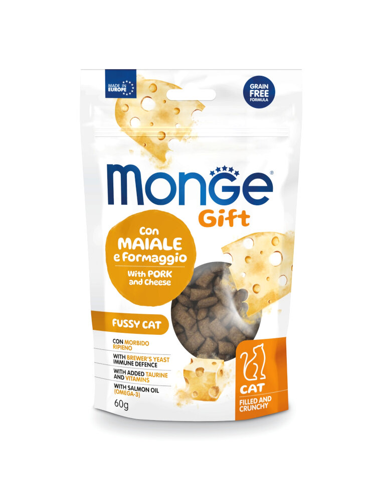 Monge GIFT CRUNCHY Appetito difficile Maiale e formaggio 60g - gatto