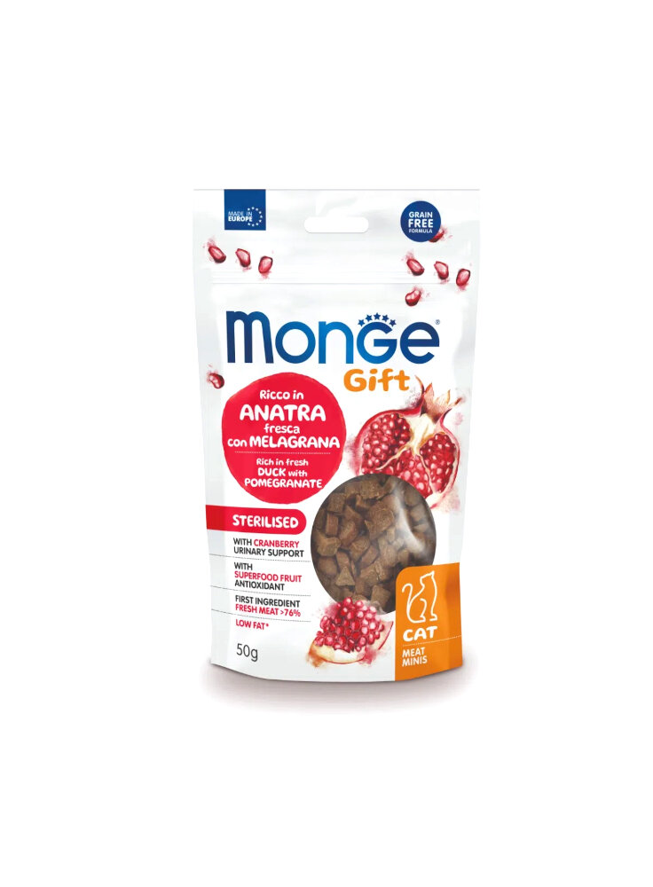 Monge GIFT CRUNCHY Sterilised Anatra e mirtilli 60g - gatto