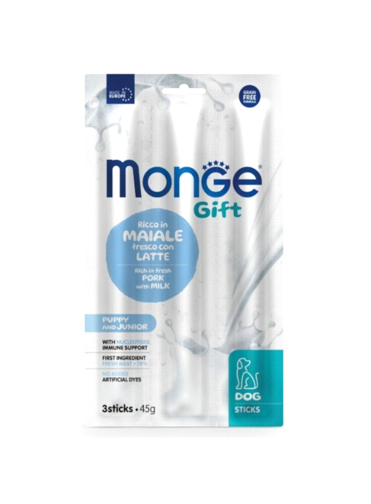 Monge GIFT STICKS Puppy Maiale e latte 45g - cane