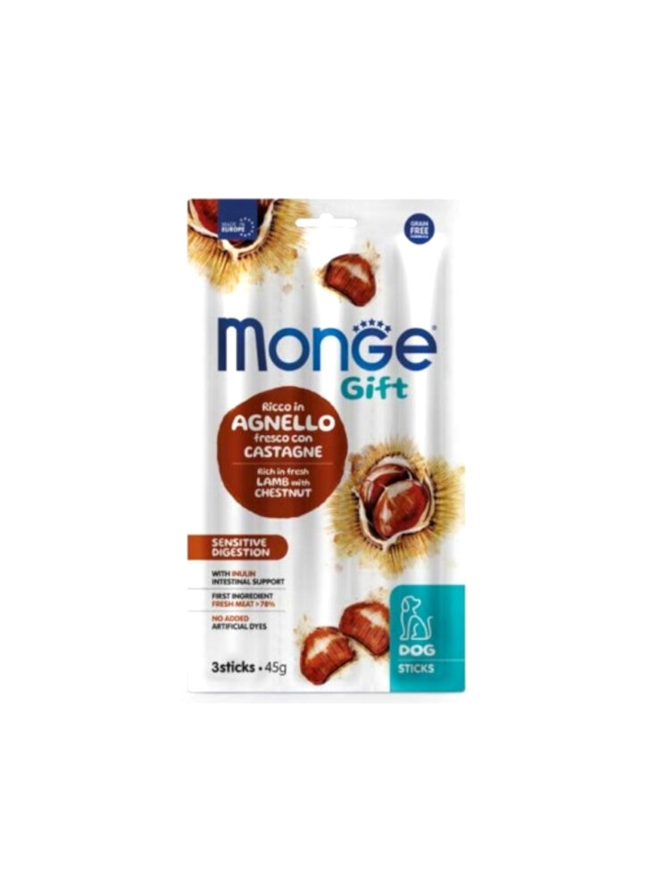 Monge GIFT STICKS Sensitive Agnello castagne 45g - cane