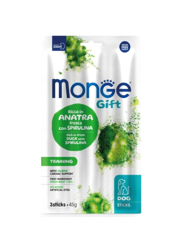 Monge GIFT STICKS Training Anatra spirulina 45g - cane