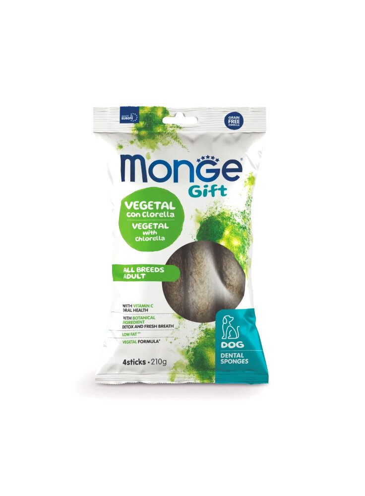 Monge GIFT DENTAL SPONGE All breeds Vegetal Clorella e menta 210g - cane