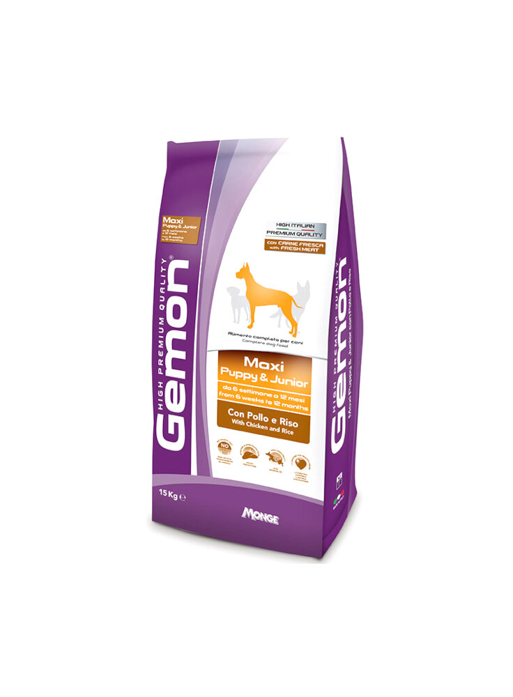 Gemon Maxi Puppy & Junior Pollo Riso 15kg - cane