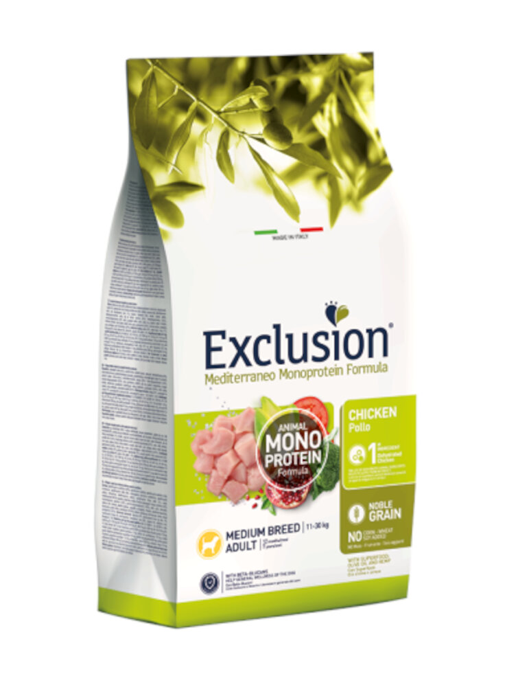 EXCLUSION MONOPROTEIN DOG ADULT CHICKEN MEDIUM 12kg