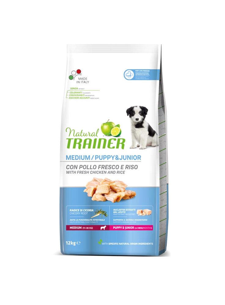 TRAINER NATURAL DOG MEDIUM PUPPY & JUNIOR 12KG POLLO