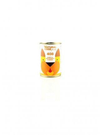 CODE DOG 408 AGNELLO, RISO BASMATI E MANGO Lattina 400g PATE´