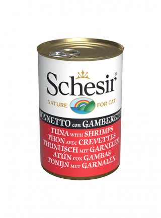 COD.1064635 SCHESIR CAT LATTINA TONNO GAMBERI 140g