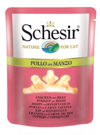 COD.1064001 SCHESIR CAT BUSTA BRODO POLLO MANZO 70g Busta