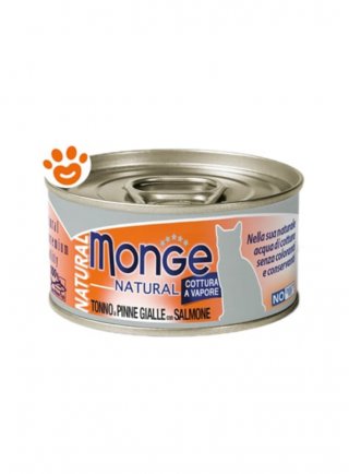 Monge Natural tonno pinne gialle con salmone 80g lattina - gatto