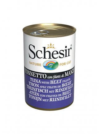 COD.1064601 SCHESIR CAT LATTINA TONNO FILETTI MANZO 140g - in esaurim.