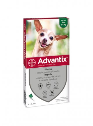 Advantix Spot-on cani Tg.S 4pip 0,4ml fino 4Kg