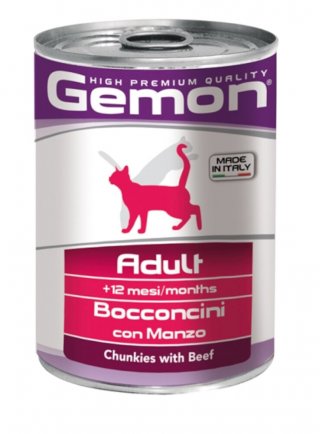 Gemon Adult bocconcini con manzo 415gr - gatto