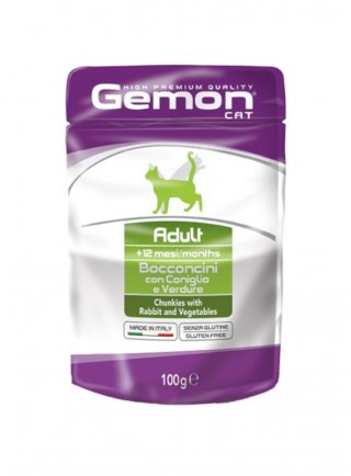 Gemon Adult bocconcini Coniglio e Verdure busta 100g - gatto