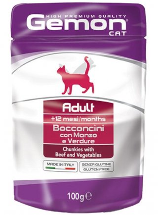 Gemon Adult bocconcini Manzo e Verdure busta 100g - gatto