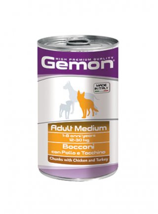 Gemon Adult Medium bocconi con pollo e tacchino 1250gr - cane