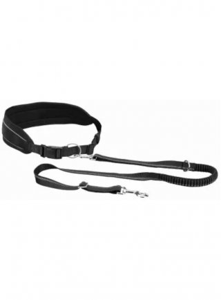 CINTURA in VITA con GUINZAGLIO 90-135cm NERO - cani