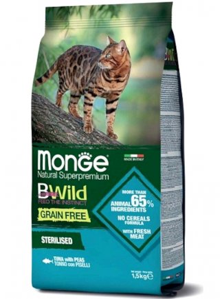 Monge BWILD GRAIN FREE Sterilised TONNO CON PISELLI 1,5Kg - gatto