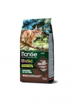 Monge BWILD GRAIN FREE All Life Stage BUFALO con PATATE E LENTICCHIE Large Breeds 1,5Kg - gatto