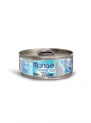 Monge Jelly filetti di tonno e acciughine- Senior 80g lattina - gatto