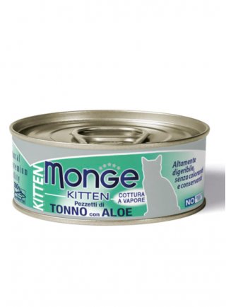 Monge Jelly KITTEN pezzetti tonno bonito e aloe 80g lattina - gatto