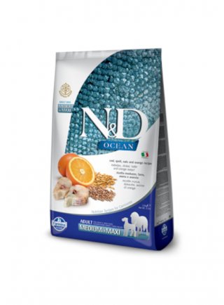 N&D Fblu Ocean Canine - Merluzzo & Farro & Avena & Arancia Adult Medium/Maxi