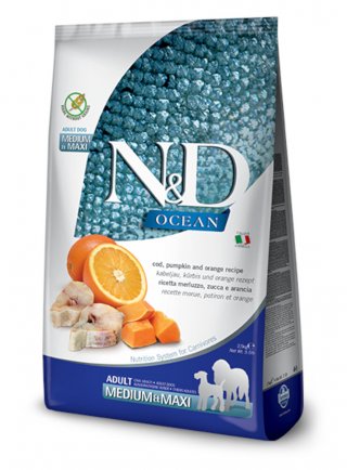 N&D Fblu Ocean Canine - Merluzzo & Zucca & Arancia Adult Medium/Maxi