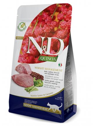 N&D FR QUINOA feline - WEIGHT MANAGEMENT AGNELLO & BROCCOLI & ASPARAGI ADULT 1,5kg