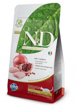 N&D FV PRIME GRAIN FREE feline - POLLO & MELOGRANO STERILIZZATO ADULT 1,5kg
