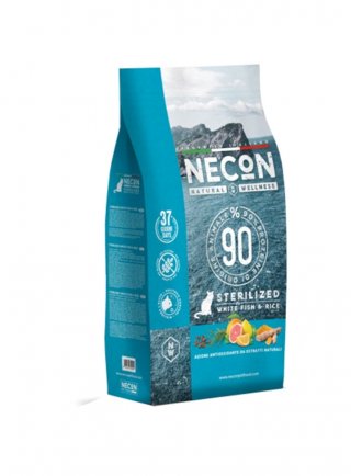 NECON NATURAL WELLNESS STERIL PESCE BIANCO E RISO 1,5Kg - gatto