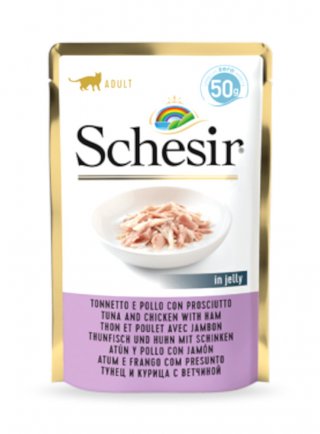 COD.1064765 SCHESIR CAT TONNO POLLO PROSCIUTTO 50g Busta