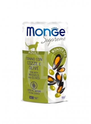 Monge SUPREME ADULT Tonno Cozze Olive buste 80g - gatto