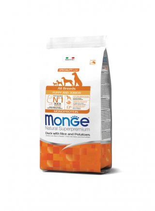 Monge Puppy & Junior SPECIALITY All Breeds Anatra Riso Patate 12kg - cane