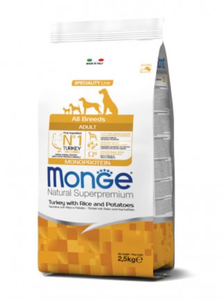 Monge Adult SPECIALITY All Breeds Tacchino Riso Patate 2,5kg - cane